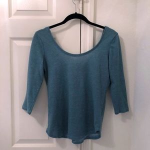 BDG Green Scoop Neck 3/4 Length Top